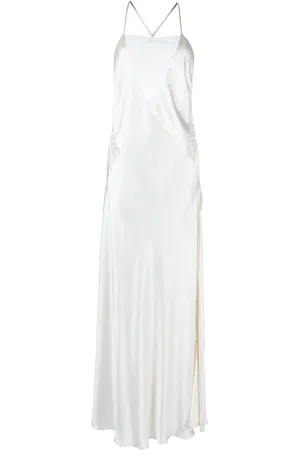 Michelle Mason Lace-inset gown long sleeveless dress