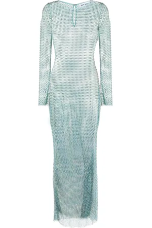 Self-Portrait Rhinestone-embellished fishnet dress