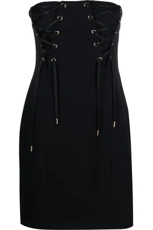 Pinko Lace-up strapless stretch-crepe minidress