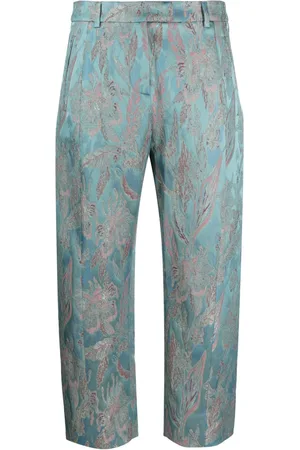 ALBERTO BIANI Floral-jacquard cropped trousers