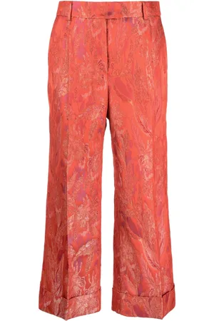 ALBERTO BIANI Cropped jacquard-pattern trousers