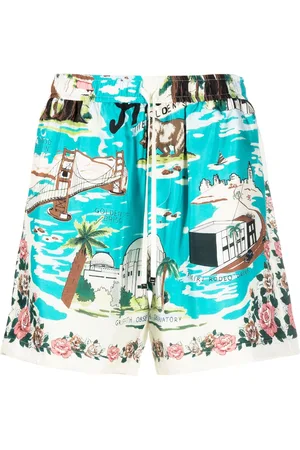 AMIRI Graphic-print silk shorts