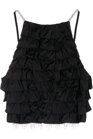 Shushu/Tong Crystal-embellished tiered cropped top