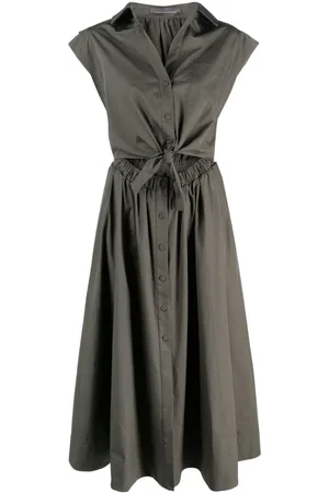 LORENA ANTONIAZZI Lace-up midi cotton dress