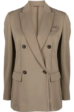 Brunello Cucinelli Double-breasted cotton-blend blazer