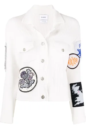 Barrie Patchwork detailed knitted jacket