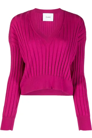 NUDE V-neck ribbed-knit top