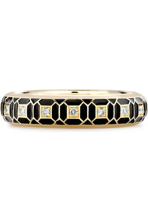 Pragnell 18kt yellow Revival enamel and diamond ring