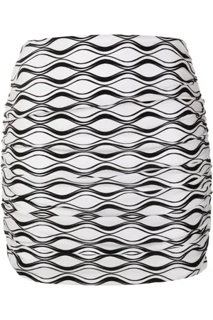 AMIR SLAMA Ruched wave-print mini skirt