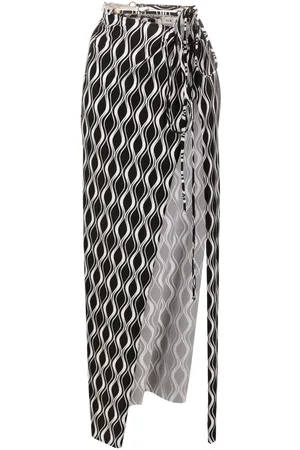 AMIR SLAMA Wave-print slit maxi skirt