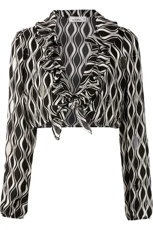 AMIR SLAMA Tie-front wave-print blouse