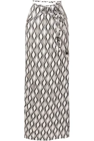 AMIR SLAMA Tie-fastening wave-print maxi skirt