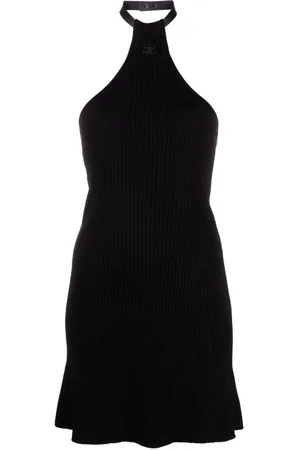 Courrèges Ribbed-knit halterneck minidress