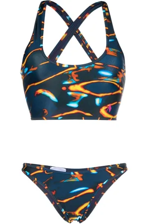 The Attico Abstract-print two-piece bikini set