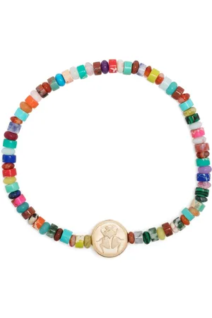 LUIS MORAIS 14kt yellow gold Scarab beaded bracelet