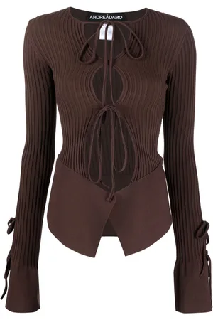 ANDREADAMO Tie-fastening long-sleeve knitted top