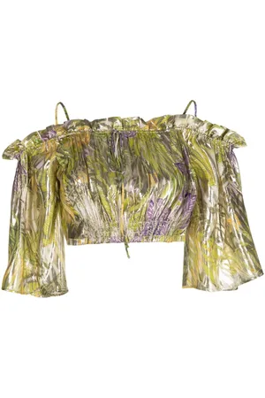 HAYLEY MENZIES Metallic printed off-shoulder top