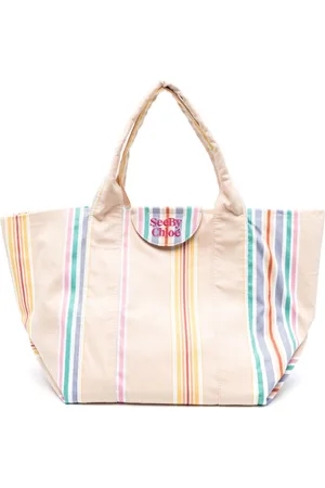 See by Chloé Striped cotton tote bag