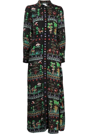 HAYLEY MENZIES Printed maxi silk shirt dress