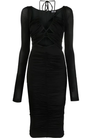 VERSACE Cut-out lace-up midi dress