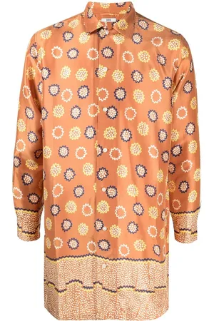 BODE All-over graphic print silk shirt