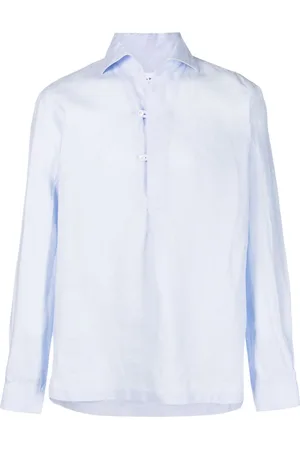 DoppiaA Spread-collar linen shirt