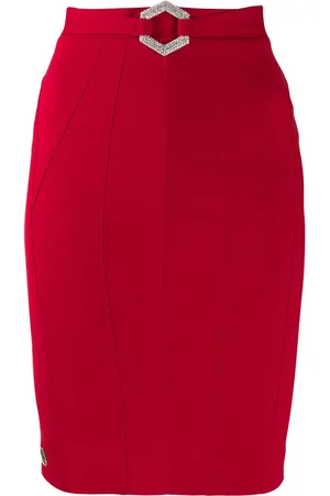 Philipp Plein Stretch-cady fitted skirt