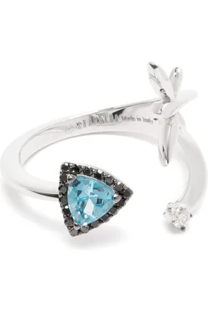 ANAPSARA 18kt white gold Micro Trinity diamond and topaz ring
