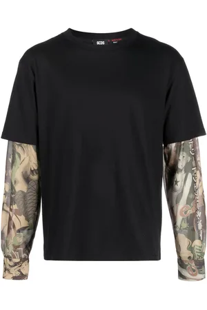 GCDS Graphic-print layered cotton T-shirt