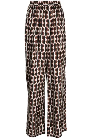 BIYAN Straight-leg graphic-print trousers