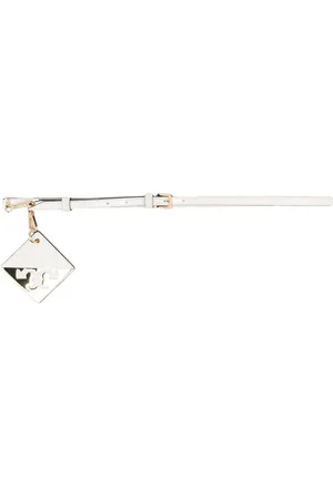 Tory Burch Crocodile-embossed mirror logo belt
