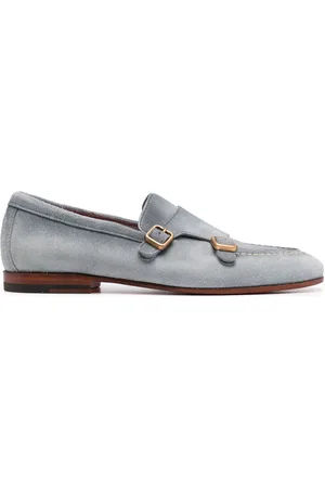 santoni Double-buckle suede monk shoes