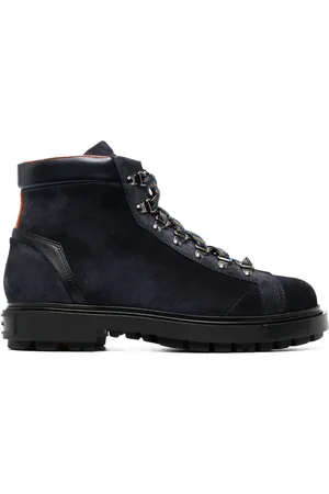 santoni Suede lace-up boots