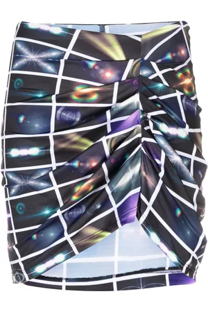 Maisie Wilen Graphic-print ruched miniskirt