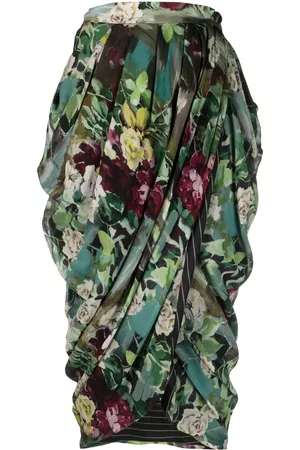 Antonio Marras Ženy S potiskem - Floral-print draped midi skirt