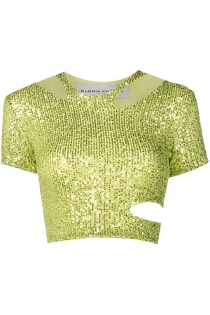 Gloria Coelho Sequin-embellished cropped top