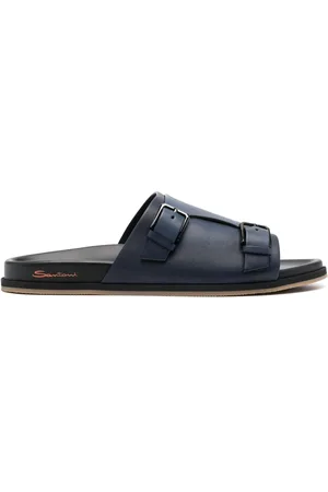 santoni Flat leather sandals