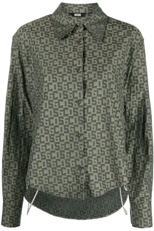 GCDS Crystal-chain monogram shirt