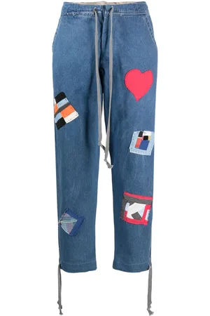 GREG LAUREN Patch-detail drawstring jeans