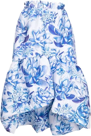 Kika Vargas Ženy S potiskem - Floral-print asymmetric skirt