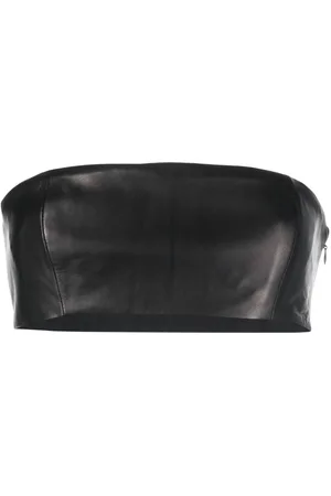 Monot Cropped leather strapless top