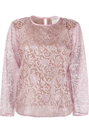 Saint Laurent 1980s lurex sheer lace blouse