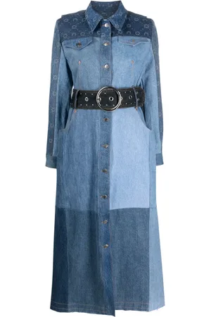 Marine Serre Belted panelled denim coat