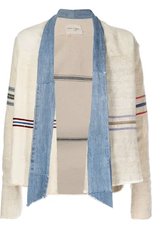 GREG LAUREN Stripe-print panelled jacket