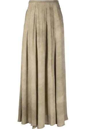 ZIGGY CHEN Distressed-effect pleated maxi skirt