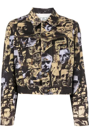 Jean Paul Gaultier 1997 faces print denim jacket