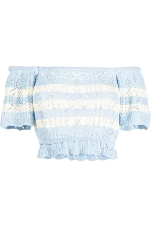 B+AB Pointelle-knit off-shoulder top