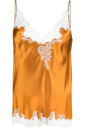 CARINE GILSON Calais-Caudry lace silk camisole