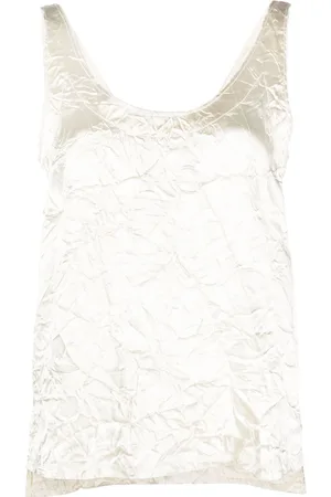 Lanvin V-back crinkled-effect top
