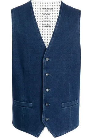 Circolo Polka dot-print denim waistcoat